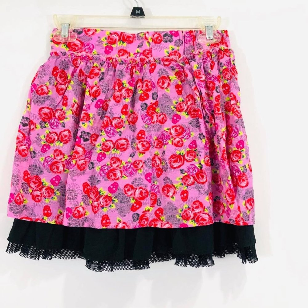 D-Signed Woman’s Sz L Skirt Floral Pink Purple